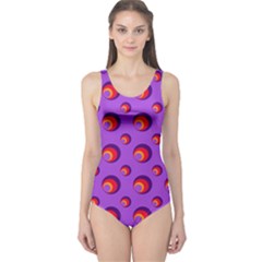 Scatter Shapes Large Circle Red Orange Yellow Circles Bright One Piece Swimsuit