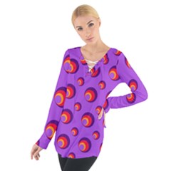 Scatter Shapes Large Circle Red Orange Yellow Circles Bright Women s Tie Up Tee