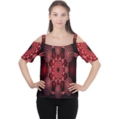 Lines Circles Red Shadow Women s Cutout Shoulder Tee