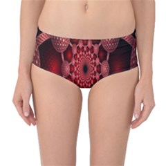 Lines Circles Red Shadow Mid-waist Bikini Bottoms by Alisyart
