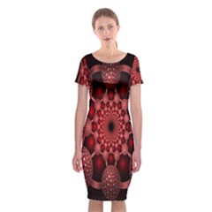 Lines Circles Red Shadow Classic Short Sleeve Midi Dress by Alisyart
