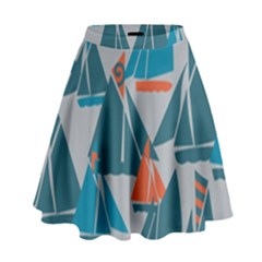 Ship Sea Blue High Waist Skirt