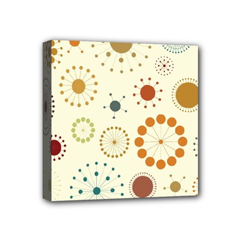 Seamless Floral Flower Orange Red Green Blue Circle Mini Canvas 4  X 4  by Alisyart