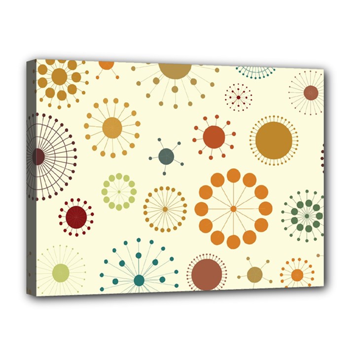 Seamless Floral Flower Orange Red Green Blue Circle Canvas 16  x 12 