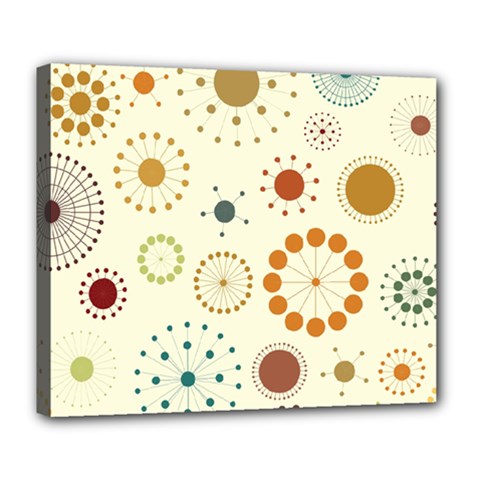 Seamless Floral Flower Orange Red Green Blue Circle Deluxe Canvas 24  X 20   by Alisyart