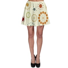 Seamless Floral Flower Orange Red Green Blue Circle Skater Skirt