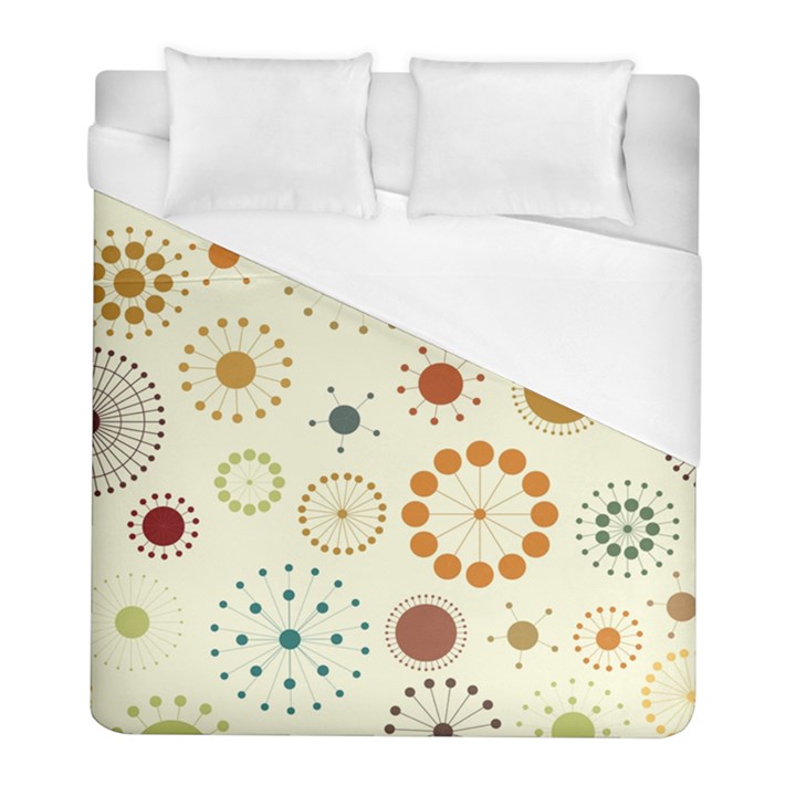 Seamless Floral Flower Orange Red Green Blue Circle Duvet Cover (Full/ Double Size)