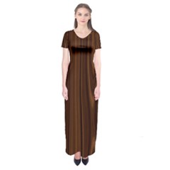 Texture Seamless Wood Brown Short Sleeve Maxi Dress