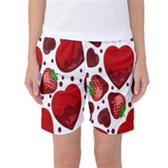 Strawberry Hearts Cocolate Love Valentine Pink Fruit Red Women s Basketball Shorts by Alisyart