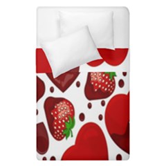 Strawberry Hearts Cocolate Love Valentine Pink Fruit Red Duvet Cover Double Side (single Size) by Alisyart