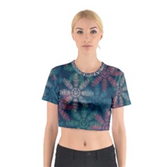 Spring Flower Red Grey Green Blue Cotton Crop Top by Alisyart