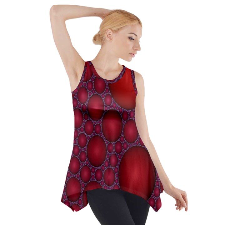 Voronoi Diagram Circle Red Side Drop Tank Tunic