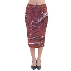 Texture Stone Red Velvet Midi Pencil Skirt