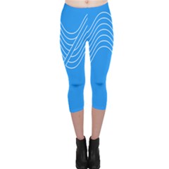 Waves Blue Sea Water Capri Leggings 