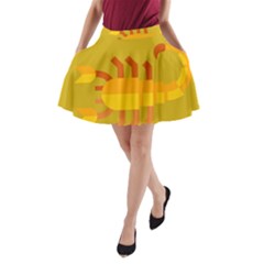 Animals Scorpio Zodiac Orange Yellow A-line Pocket Skirt