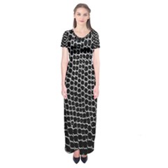 Black White Crocodile Background Short Sleeve Maxi Dress by Simbadda