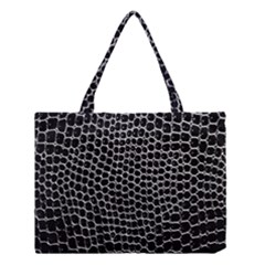 Black White Crocodile Background Medium Tote Bag by Simbadda