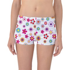 Colorful Floral Flowers Pattern Boyleg Bikini Bottoms