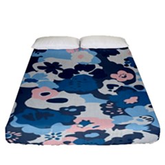 Fabric Wildflower Bluebird Fitted Sheet (queen Size) by Simbadda