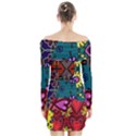 Patchwork Collage Long Sleeve Off Shoulder Dress View2