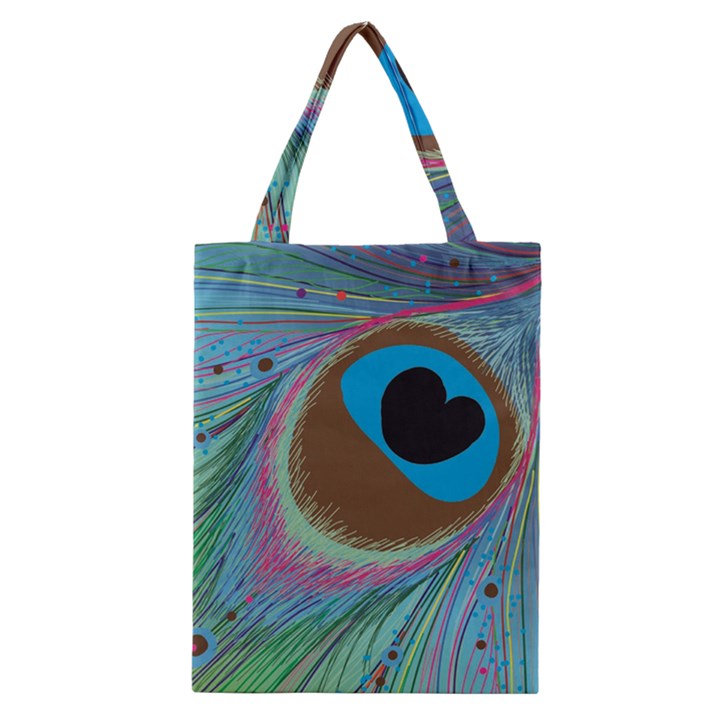 Peacock Feather Lines Background Classic Tote Bag