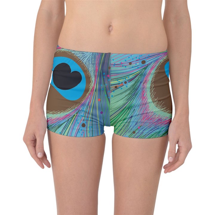 Peacock Feather Lines Background Reversible Bikini Bottoms