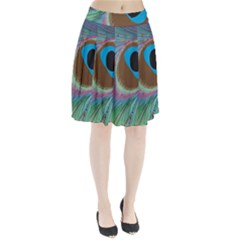 Peacock Feather Lines Background Pleated Skirt