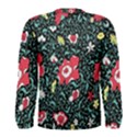 Vintage Floral Wallpaper Background Men s Long Sleeve Tee View2