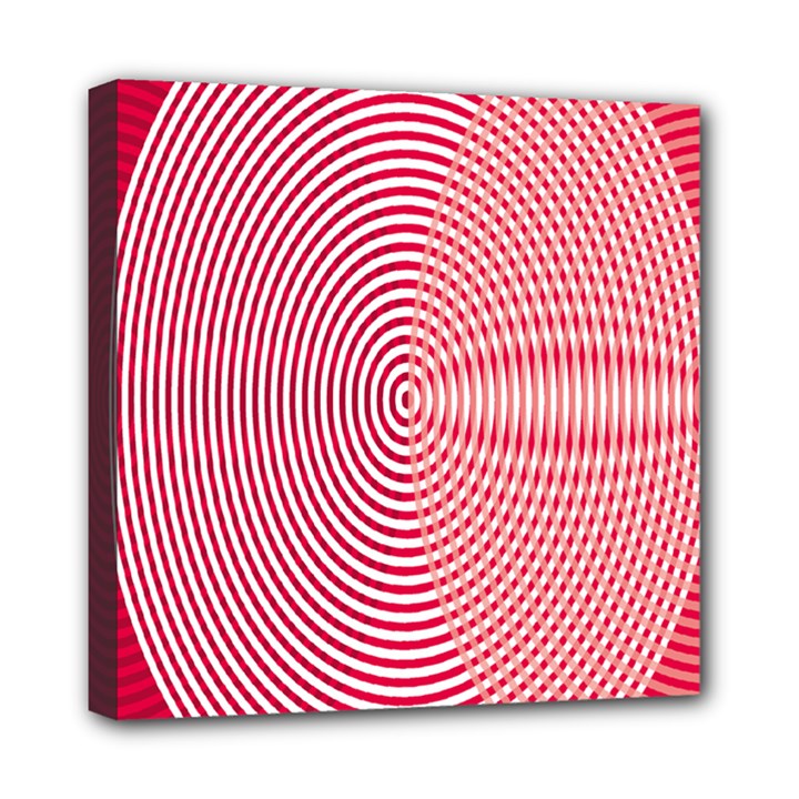 Circle Line Red Pink White Wave Mini Canvas 8  x 8 