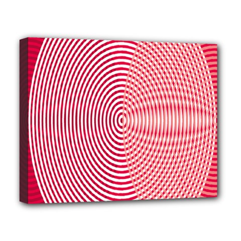 Circle Line Red Pink White Wave Deluxe Canvas 20  X 16  