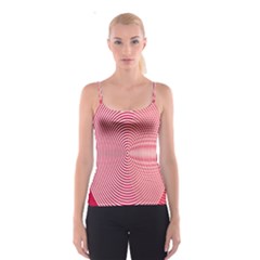 Circle Line Red Pink White Wave Spaghetti Strap Top by Alisyart