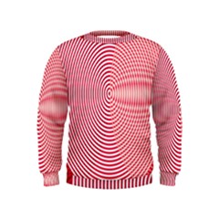 Circle Line Red Pink White Wave Kids  Sweatshirt by Alisyart