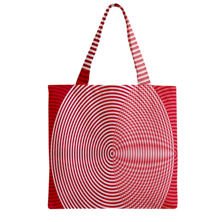 Circle Line Red Pink White Wave Zipper Grocery Tote Bag