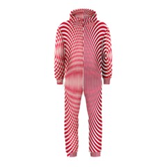 Circle Line Red Pink White Wave Hooded Jumpsuit (kids)