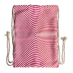 Circle Line Red Pink White Wave Drawstring Bag (large) by Alisyart
