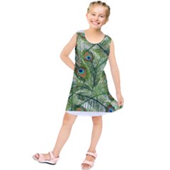 Peacock Feathers Pattern Kids  Tunic Dress by Simbadda