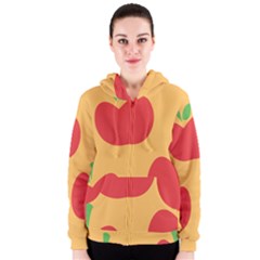 Apple Fruit Red Orange Women s Zipper Hoodie