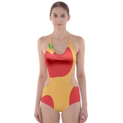 Apple Fruit Red Orange Cut-out One Piece Swimsuit by Alisyart