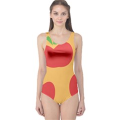 Apple Fruit Red Orange One Piece Swimsuit by Alisyart
