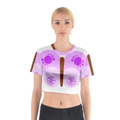 Butterfly Flower Valentine Animals Purple Brown Cotton Crop Top by Alisyart