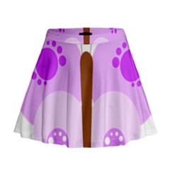 Butterfly Flower Valentine Animals Purple Brown Mini Flare Skirt by Alisyart