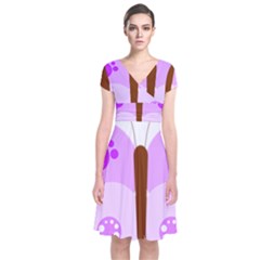 Butterfly Flower Valentine Animals Purple Brown Short Sleeve Front Wrap Dress by Alisyart