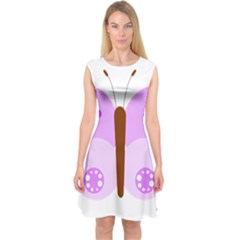 Butterfly Flower Valentine Animals Purple Brown Capsleeve Midi Dress by Alisyart