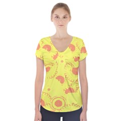 Circles Lime Pink Short Sleeve Front Detail Top by Alisyart