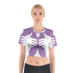 Colorful Butterfly Hand Purple Animals Cotton Crop Top by Alisyart