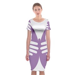 Colorful Butterfly Hand Purple Animals Classic Short Sleeve Midi Dress by Alisyart