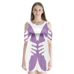 Colorful Butterfly Hand Purple Animals Shoulder Cutout Velvet  One Piece by Alisyart