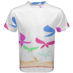 Colorful Butterfly Blue Red Pink Brown Fly Leaf Animals Men s Cotton Tee by Alisyart