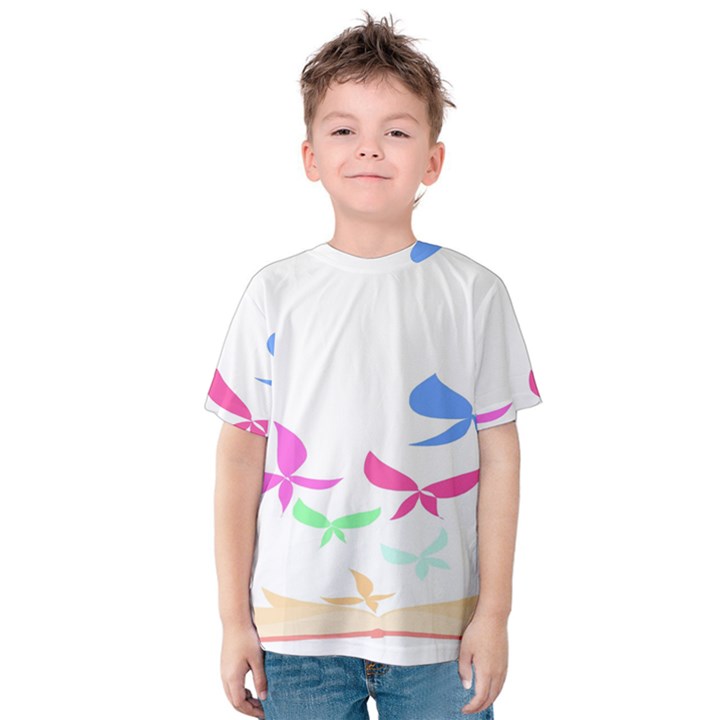 Colorful Butterfly Blue Red Pink Brown Fly Leaf Animals Kids  Cotton Tee