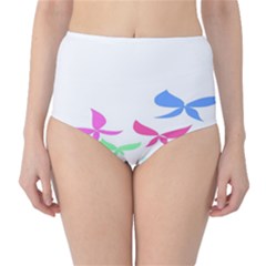 Colorful Butterfly Blue Red Pink Brown Fly Leaf Animals High-waist Bikini Bottoms